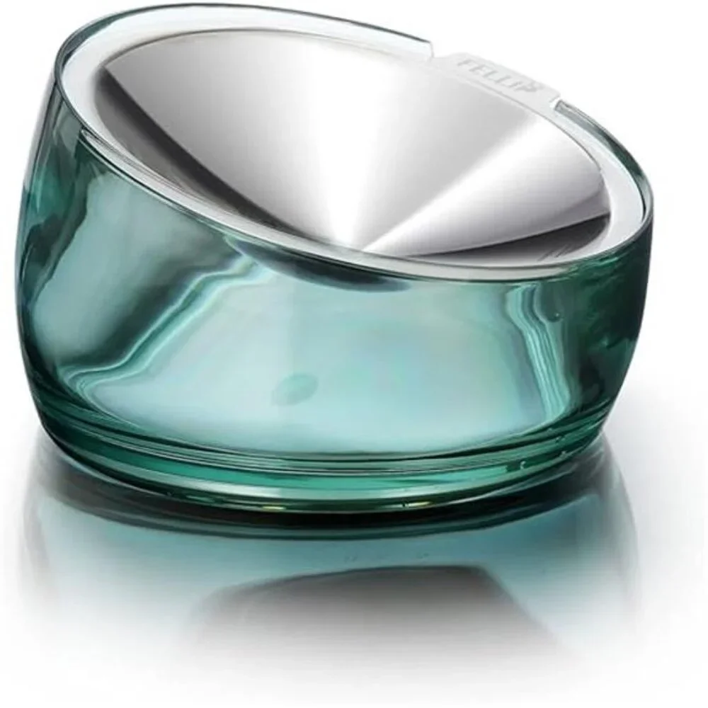 Elevated Cat Bowls Whisker Fatigue Stainless Steel Shallow Dish, Tilted
